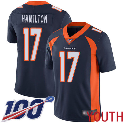 Youth Denver Broncos #17 DaeSean Hamilton Navy Blue Alternate Vapor Untouchable Limited Player 100th Season Football NFL Jersey